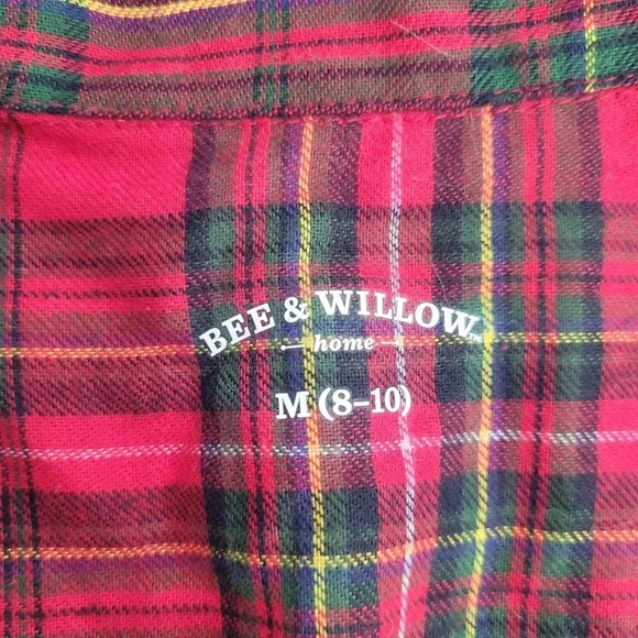 bee & willow Christmas pajamas kids size 8-10 Medium red green plaid - Picture 6 of 12